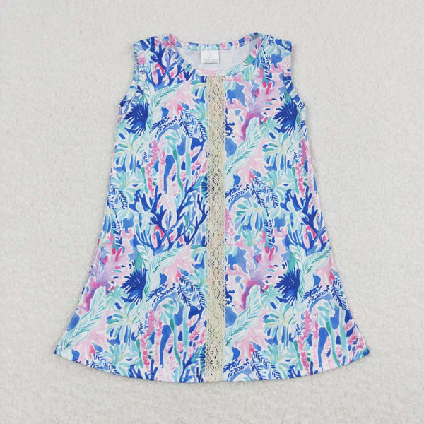 GSD0949 RTS toddler clothes seaweed lace sleeveless baby girl summer dress