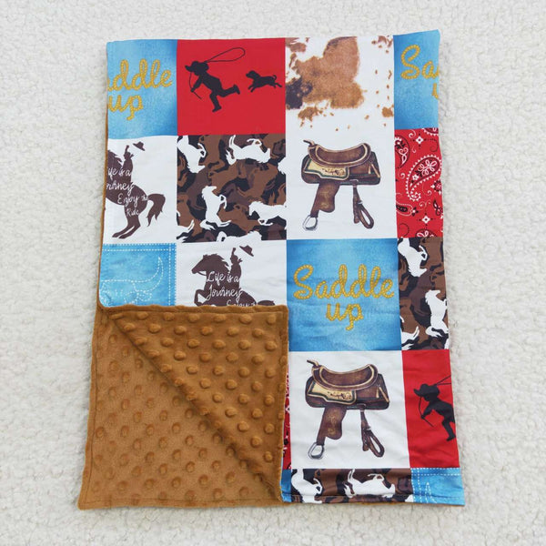 BL0055 baby newborn blanket brown cow western