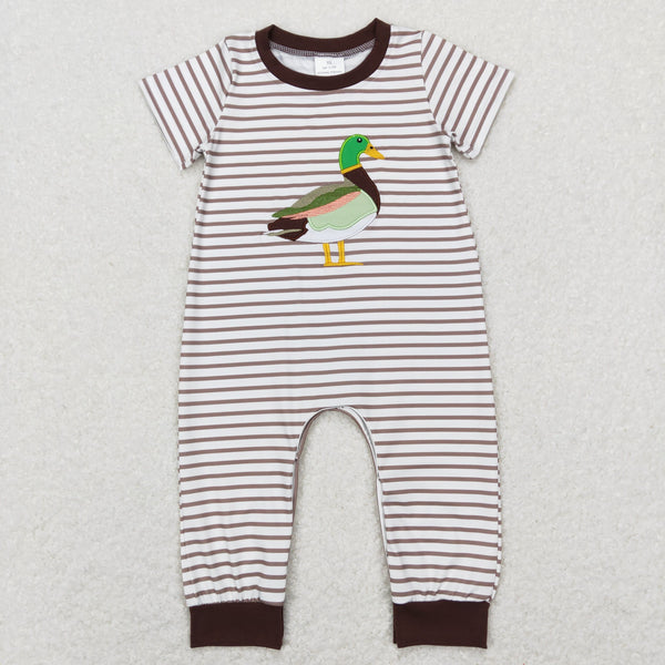 SR0517 baby boy clothes mallard duck embroidery hunting clothes boy summer romper