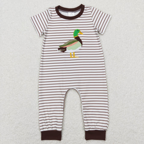 SR0517 baby boy clothes mallard duck embroidery hunting clothes boy summer romper