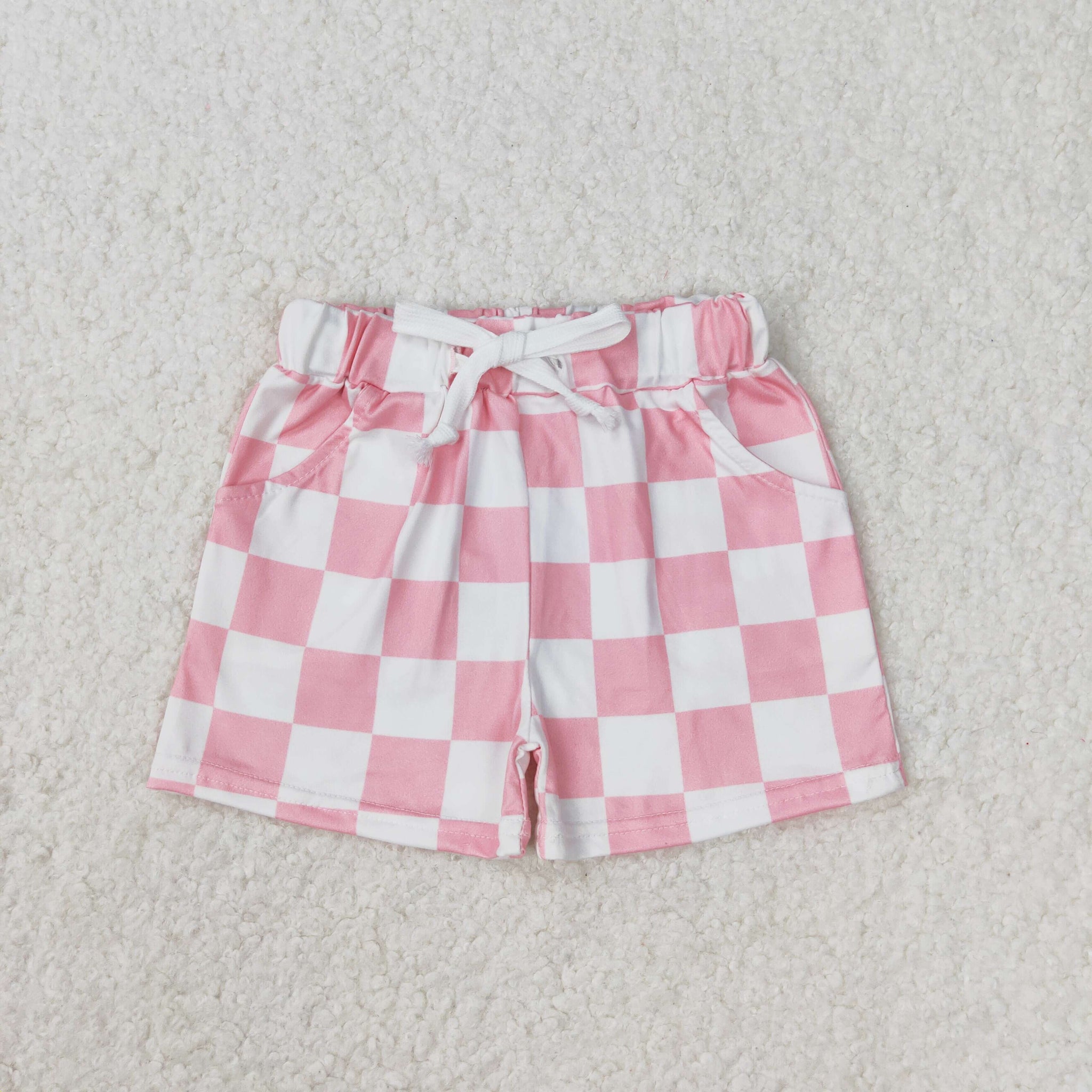 SS0258 RTS toddler clothes pink plaid bottom gingham girl summer shorts