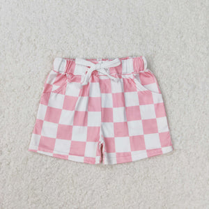 SS0258 RTS toddler clothes pink plaid bottom gingham girl summer shorts