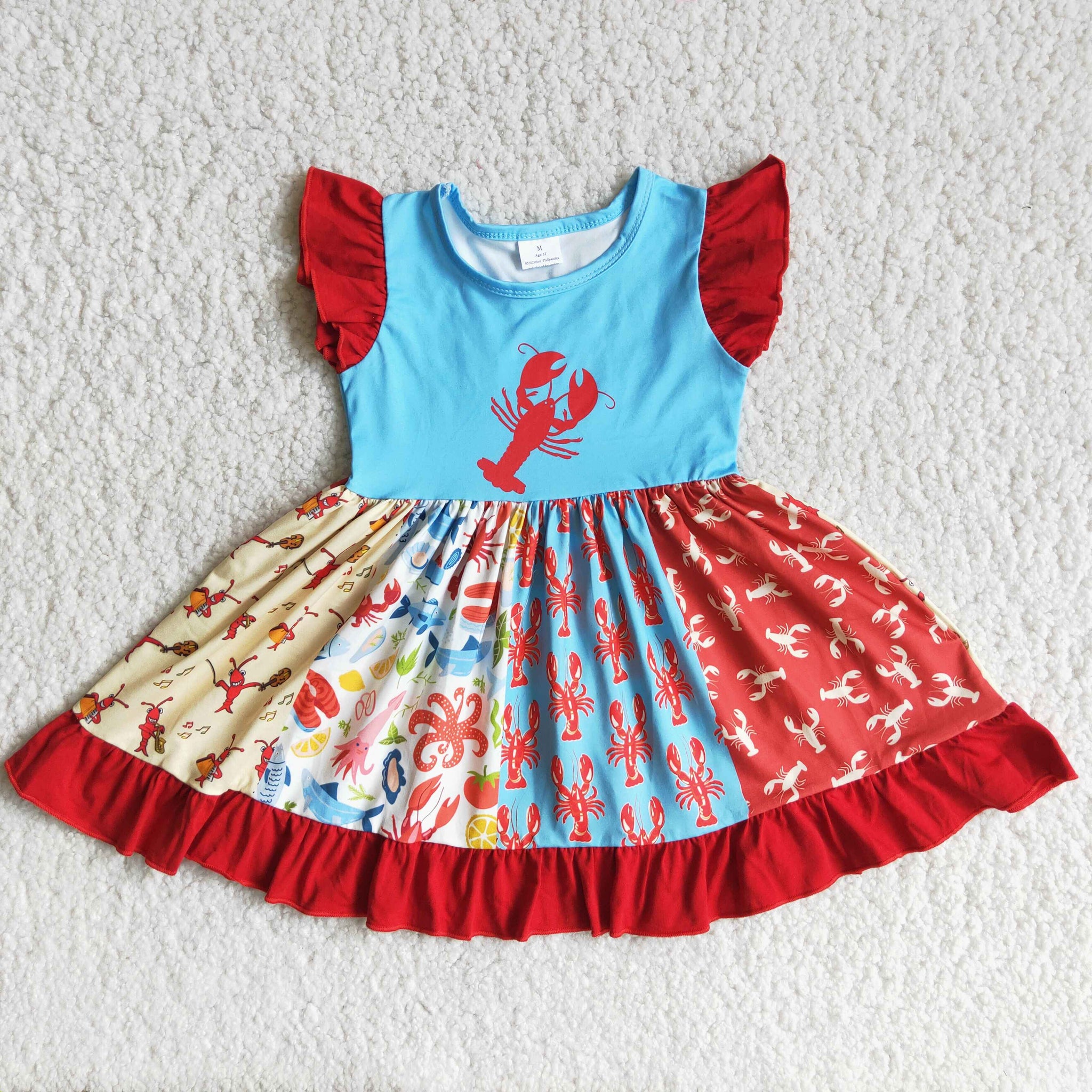 D12-27 baby girl clothes girl summer dress toddler crawfish dress summer twirl dress---promotion 2025.2.22 $2.99