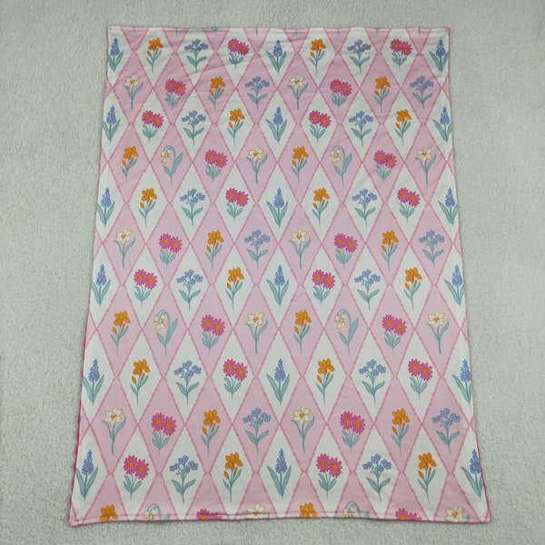RTS BL0233 baby blanket flower baby blanket pink floral minky blanket
