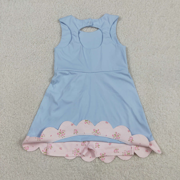 GSD3030 RTS toddler clothes blue girl yoga summer dress sports dress