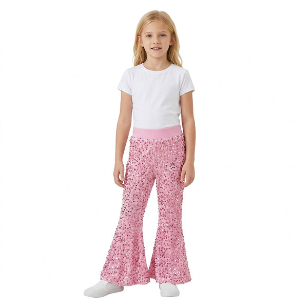 RTS D5-27 toddler kids pink sequin flare pants