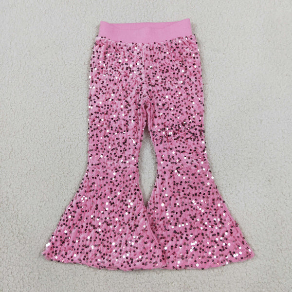 RTS D5-27 toddler kids pink sequin flare pants