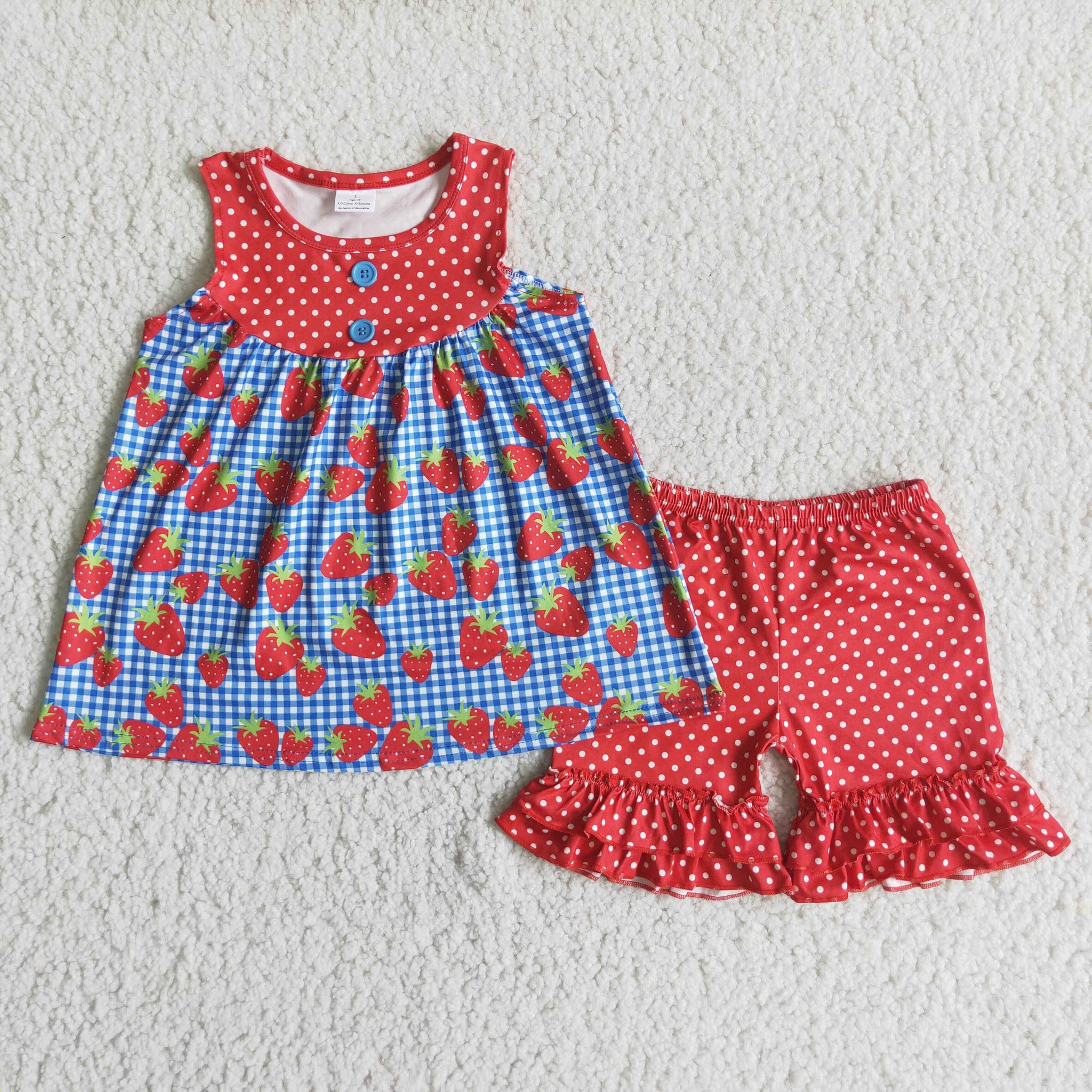 D6-17 baby girl clothes strawberry girl summer shorts set -promotion 2024.4.5 $5.5