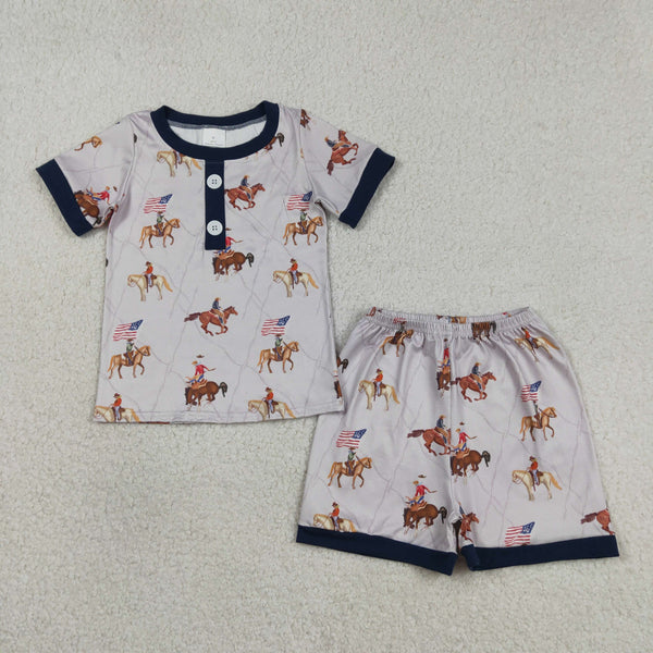 BSSO1497 RTS baby boy clothes cowboy toddler boy summer outfit western clothes