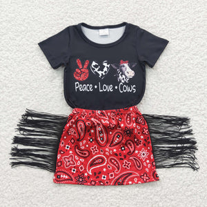 GSD0302 toddler girl clothes cow leopard tassel summer outfit-promotion 2024.6.8 $5.5