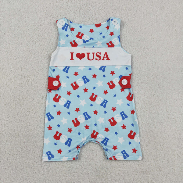 SR4155 RTS baby clothes flag print toddler boy 4th of July patriotic summer bubble