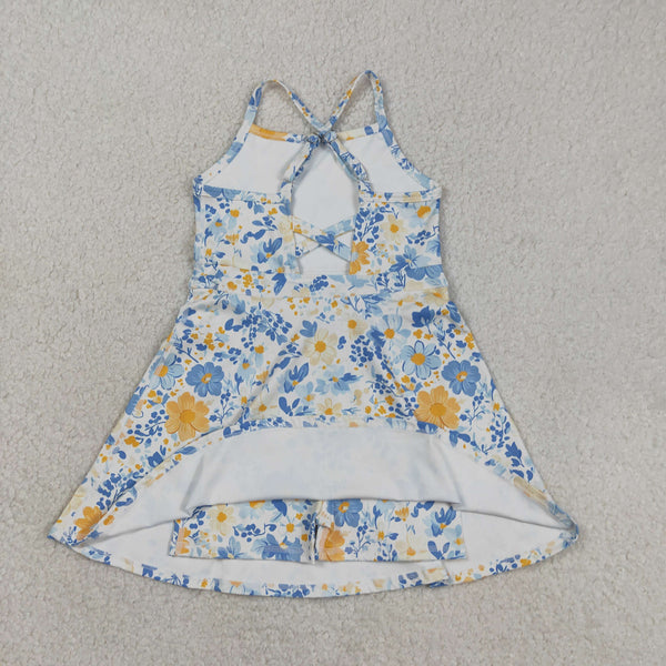 GSD3565 RTS toddler girl clothes floral girl summer yoga clothes sports dress