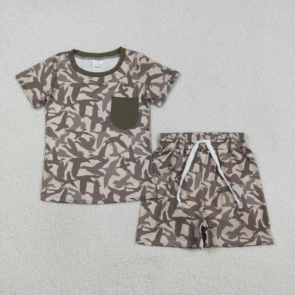 BSSO1795 RTS kids boy clothes camo mallards toddler boy summer outfit