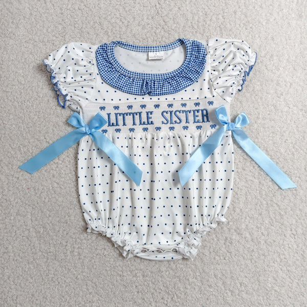 SR3981 RTS baby girl clothes little sister embroidery toddler girl summer bubble
