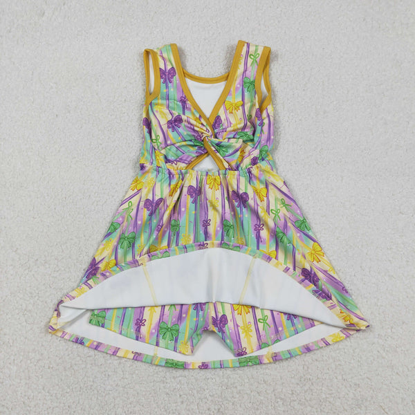 GSD2948 RTS toddler clothes mardi gras  girl yoga summer dress sports dresses