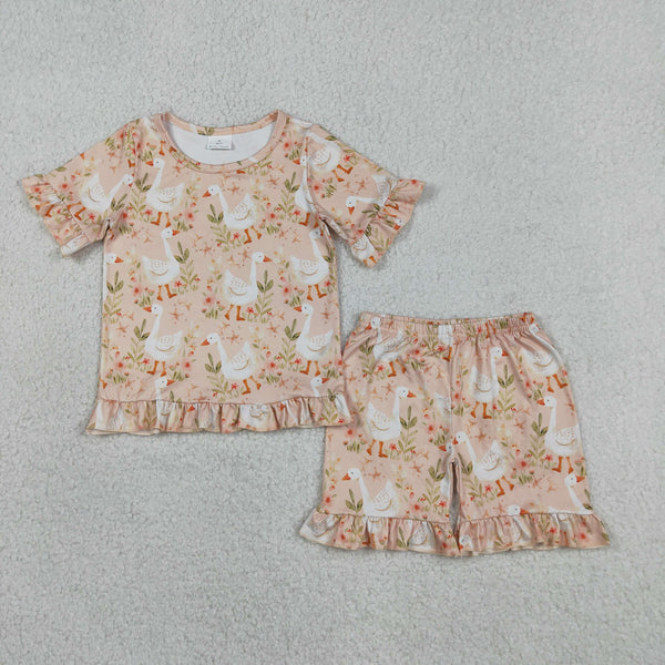 GSSO3329 RTS kids girl clothes goose  girl summer shorts set