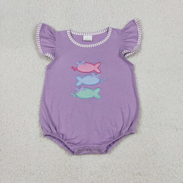 SR4006 RTS baby girl clothes fish toddler girl  summer embroidery bubble