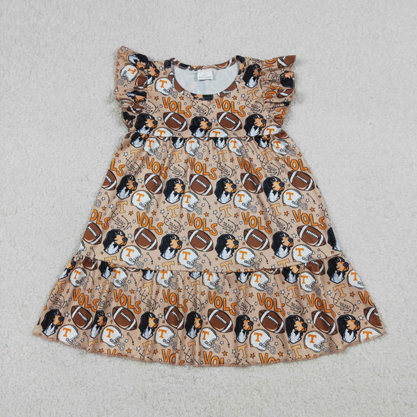 GSD3703 RTS kids girl clothes state print girl summer dress ruffels dress