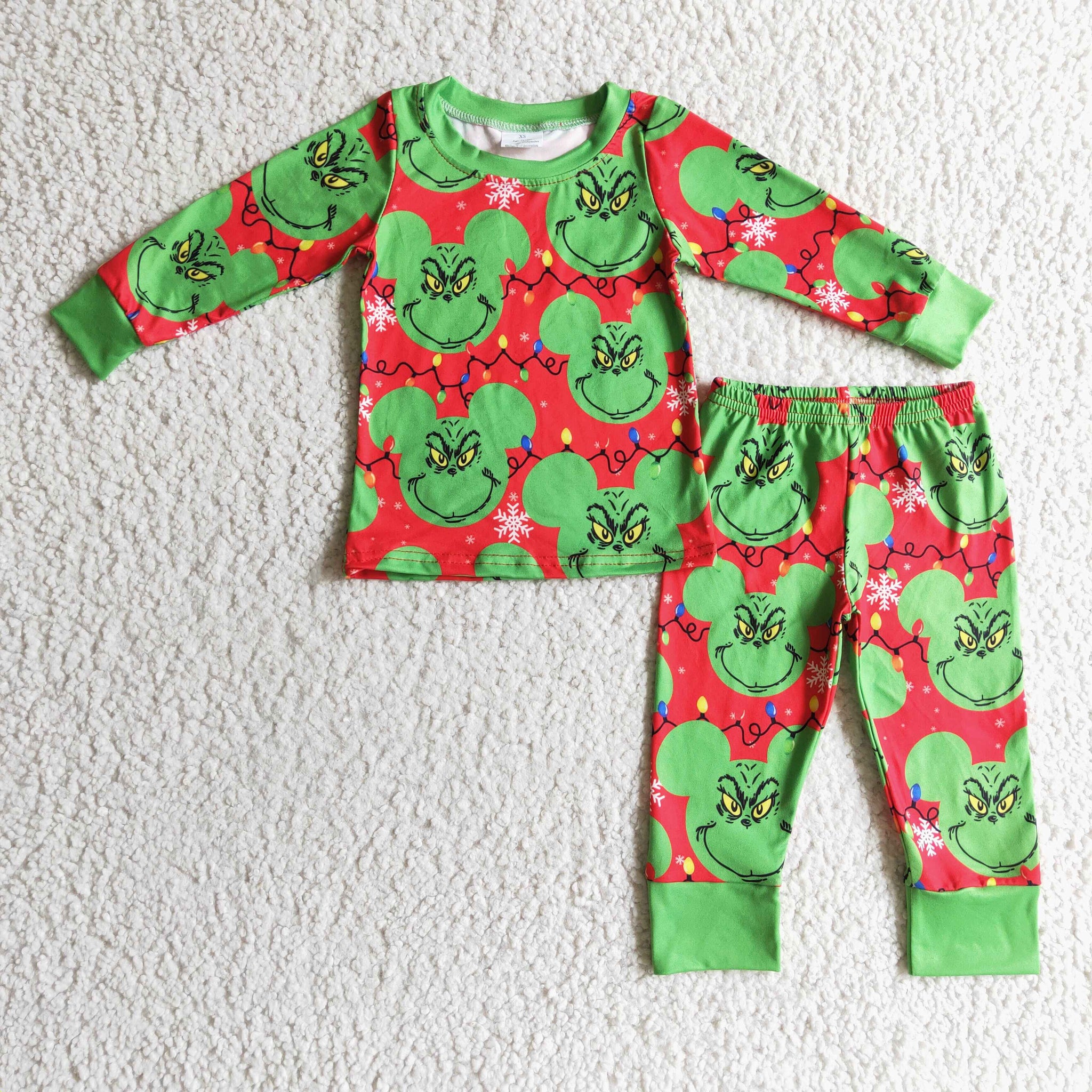 BLP0112 baby boy clothes green cartoon christmas outfits pajamas set-promotion 2024.11.30 $5.5