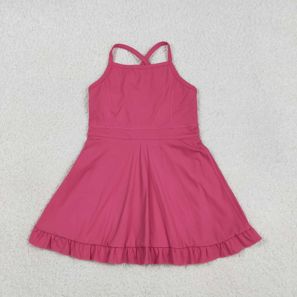 S0727 RTS toddler clothes hot pink girl yoga summer dress sports clothes