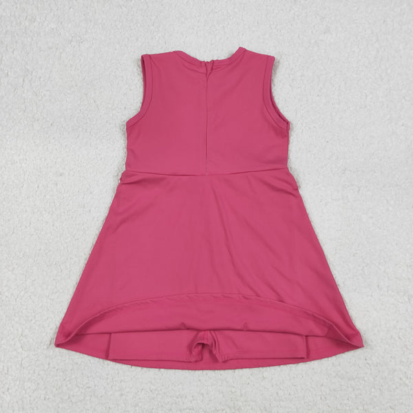 GSD3740 RTS toddler clothes hot pink girl yoga summer dress sports dress
