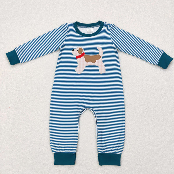 LR0727 RTS baby boy clothes dog embroidery boy winter romper