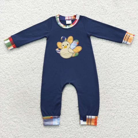 LR0367 baby boy clothes turkey emnroidery thanksgiving romper