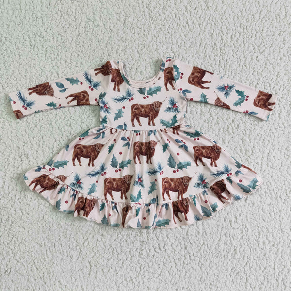 GLD0005 girl cow long sleeve dress-promotion 2024.10.19 $5.5