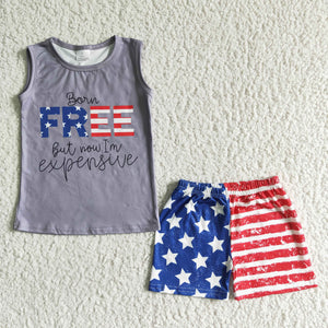 kids clothing free july 4th sleeveless set-promotion $5.5 2024.4.27