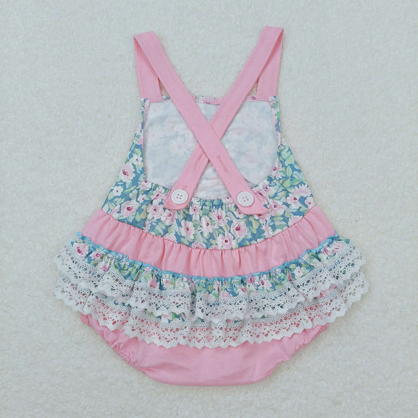 SR0986 RTS baby girl clothes pink flower girl summer bubble