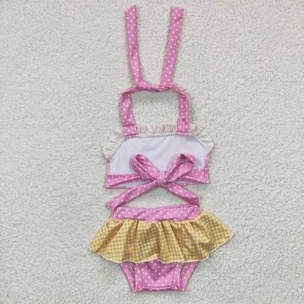 S0058 toddler girl clothes pink princess cartoon summer swimsuit