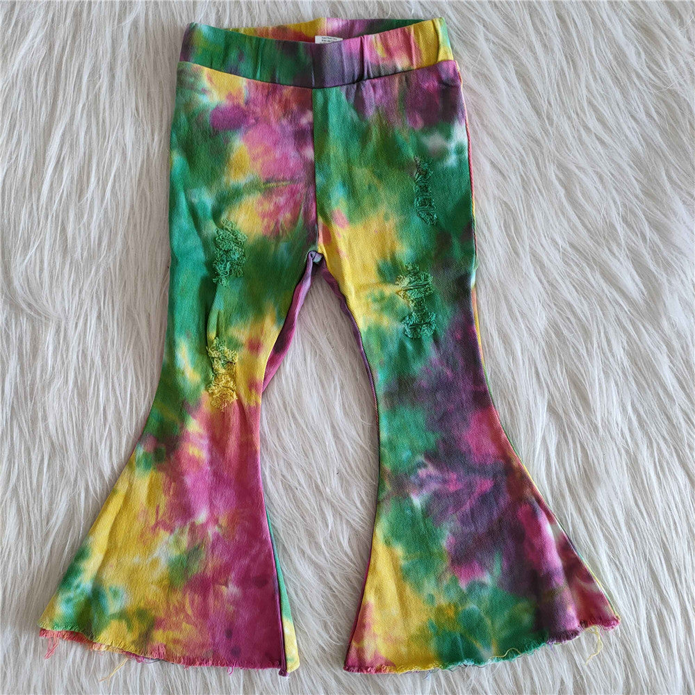 girl tie dye denim long pants pants jeans