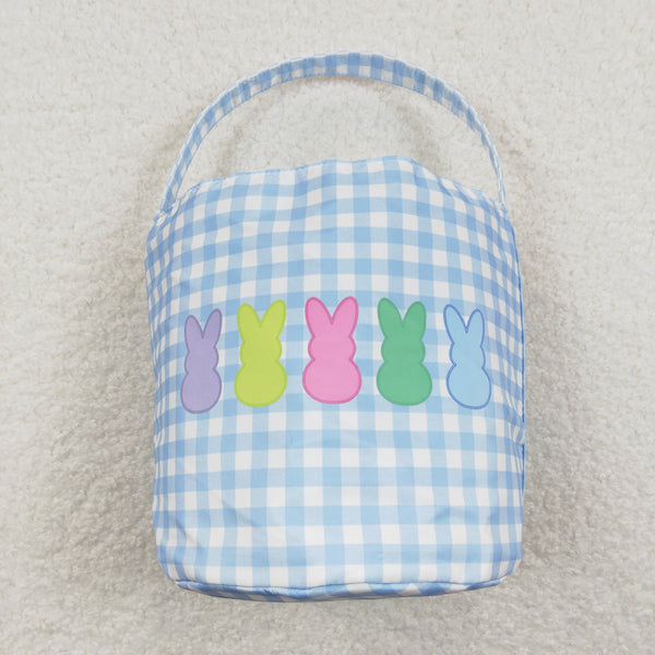 BA0161 bunny bag blue plaid easter bag basket