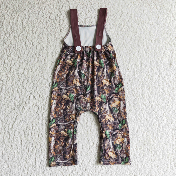 SR0099 deer baby boy clothes leaves camo jumpsuit