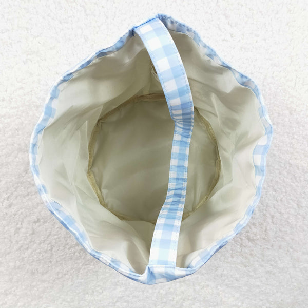 BA0161 bunny bag blue plaid easter bag basket