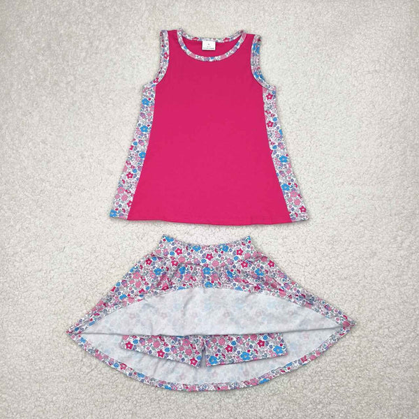 GSD1926 RTS toddler girl clothes floral print girl summer set