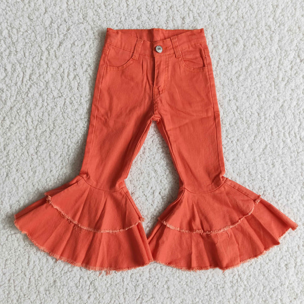 E12-19 girl watermelon red denim pants