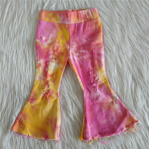 girl tie dye denim long pants pants jeans