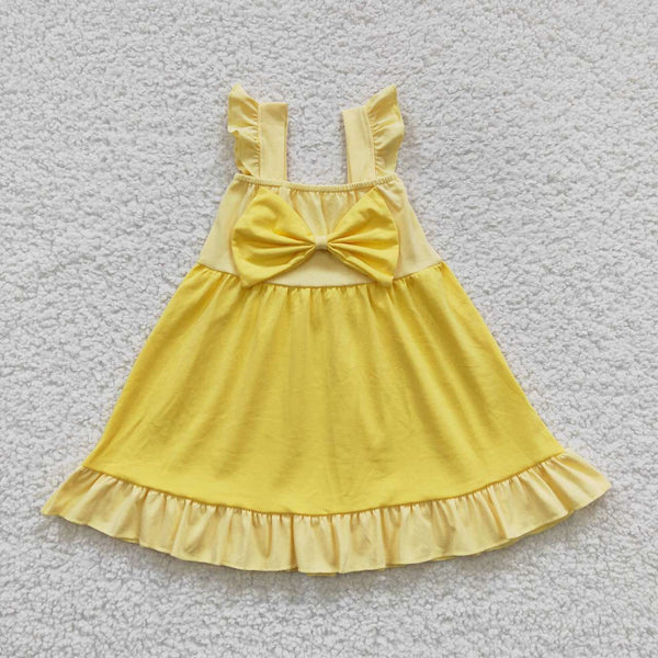 GSD0342 RTS kids clothes girls yellow princess dress girl party dress