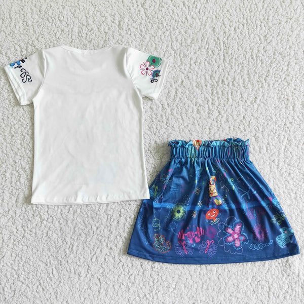 GSD0052 girl clothes blue cartoon skirt  summer set-promotion 2024.4.27 $5.5