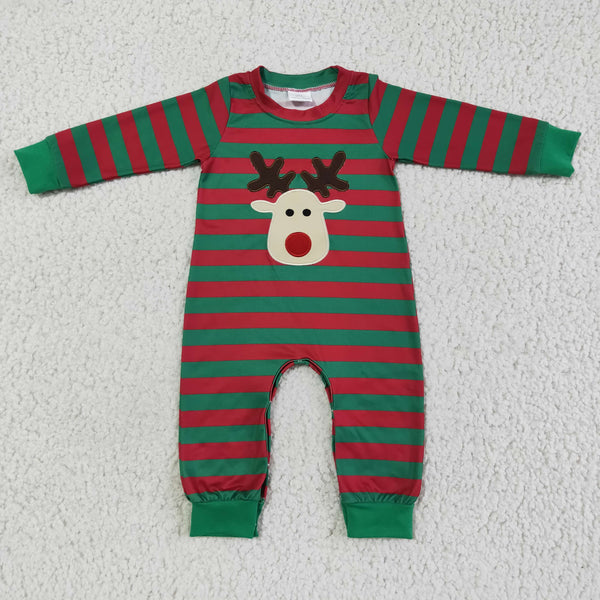 LR0028 boy christmas deer emboridery romper