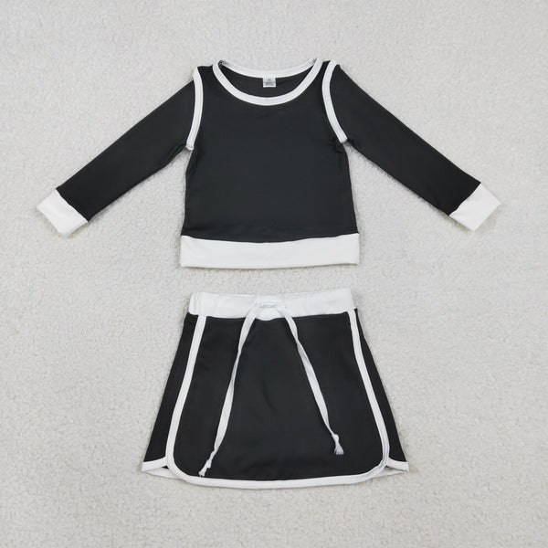 GLD1481 RTS baby girl clothes balck toddler girl yoga skirt outfit sports clothing