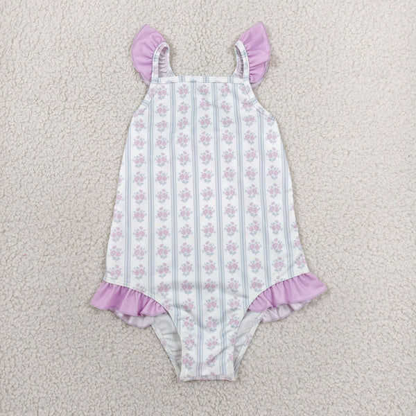 S0643 RTS baby girl clothes floral girl  summer swimsuit beach wear