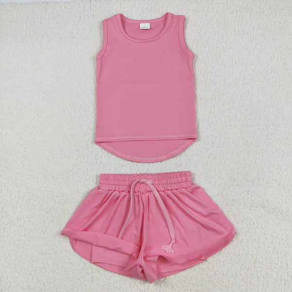 SS0546 RTS girl clothes pink girl summer shorts yoga shorts atheletic clothes