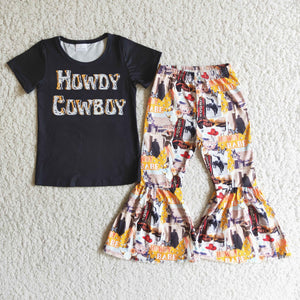 E4-15 girl cowboys short sleeve fall spring set-promotion 2024.7.20 $2.99