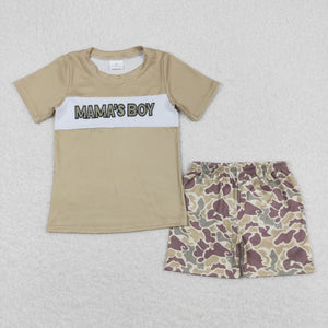 BSSO0567 RTS baby boy clothes embroidery mama?¡¥s boy camo boy summer outfit