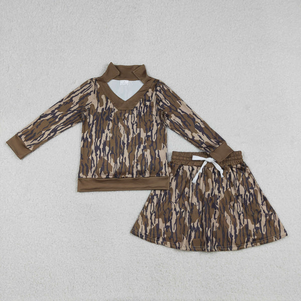 GLD1478 RTS baby girl clothes camo print toddler girl skirt outfit