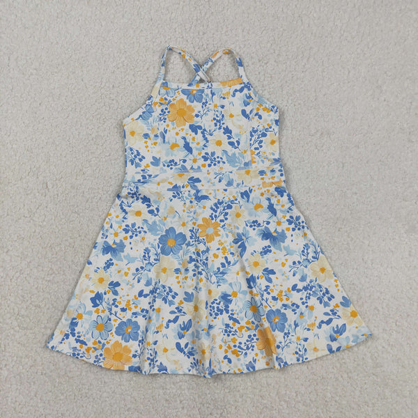 GSD3565 RTS toddler girl clothes floral girl summer yoga clothes sports dress
