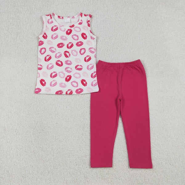 RTS GLP3120 3pcs toddler girl clothes kiss girl Valentine set
