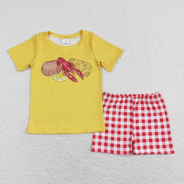 BSSO0438 baby boy clothes boy crawfish clothes food summer outfits